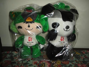 Beijing Olympics 2008 Jingjing Panda Nini Bird Mascot Dolls Set of 2