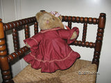 Anna Club Plush Leather Tag Line Brown Girl Teddy Bear 14 Inch Netherlands 1992