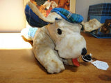 Antique UK England 1939 Sherlock Holmes Dog w Pipe Silk Plush Tartan Fabric