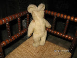 Antique 1950s UK Beige Mohair Teddy Bear Jointed Wood Fibers Glass Eyes 13 Inch