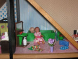 Old Vintage Dutch Holland Sio Doll House w Miniatures & Furniture