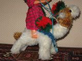 Peru Lady Doll Riding a Lama or Llama Plush Handmade 1980s Rare