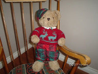 Ganz Christmas Euro Bear 1994 HX2010B Cloth Body Jumbo 19 In.