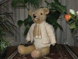 Antique 1930s German Teddy Bear Beige Silk Plush & Button Jointed 19 Inch