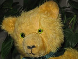 Antique Old Sonneberg Germany Yellow Golden Mohair Bear Green Eyes 18 Inch