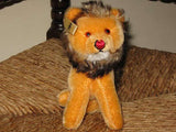 Antique Fechter Austria 1960s 5.5 Inch Orange Mohair Lion Sitting Rare NEW