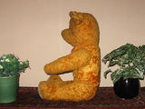 Antique 1930s Yellow Brown Dutch Van Gelden Jointed Teddy Bear Jumbo 21in. 53 cm