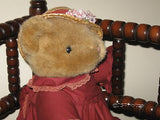 Anna Club Plush Leather Tag Line Brown Girl Teddy Bear 14 Inch Netherlands 1992