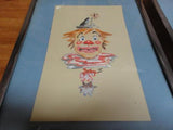 2 Vintage Original Art CLOWN Faces Paintings Watercolors Pair OOAK