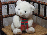 Vintage Germany 12 inch White Christmas Teddy Bear w Scarf