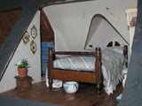 European Handmade OOAK Wooden Doll House with Miniature Accessories & Furniture
