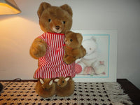 SCHMID Gordon Fraser Musical Bear w Bunny Slippers & Baby 1984 Vintage 16 inch