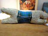 Antique UK England 1939 Sherlock Holmes Dog w Pipe Silk Plush Tartan Fabric