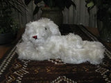 Antique Fechter Austria 14 Inch Laying White Mohair Bunny Rabbit 1950s