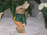 Antique 1950s Schuco German Easter Bunny Rabbit Mohair Wood Fibers Glass Eyes