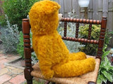 Antique 1930s Old English Bear with Working Mechanism Yellow Silk Plush 28 Inch