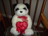 Gund Panda Bear Velvet Heart Box 14 inch 2001 Rare 46210