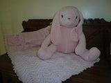 Baby Lot Piccolo Bambino Large Pink Bunny Rabbit & Handmade Knitted Quilt