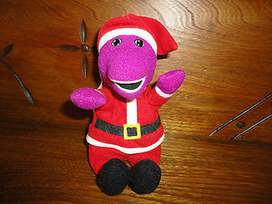 Barney Santa Doll with We Wish You a Merry Christmas Book 1999 Lyons