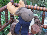 Europe OOAK Handmade Stuffed Moose With Fishing Rod