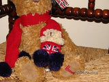 Harrods Bear Red Union Jack With Baby in Scarf 91773