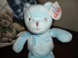 Baby Gund Babies First Teddy Blue Velvet Checkered Bow 2000 Tags