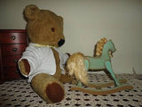 Old Antique Nicky's Toy Teddy Bear Brown Plush 17 inch in T-Shirt 1950s Canada