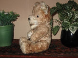 Antique 1930s Dutch Van Gelden Jointed Teddy Bear Open Mouth Beige MOHAIR 12in.