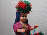 Peru Lady Doll Riding a Lama or Llama Plush Handmade 1980s Rare