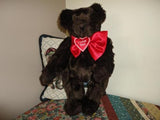 Vermont Teddy Bear CHOCOLATE BROWN Faux Mink Long Plush 16in.Handcrafted RETIRED