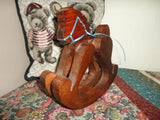 Wooden Rocking Horse Solid Pine Decorative for Dolls or Bears