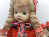 Antique French 1930s Doll Little Red Riding Hood Mohair Wig 13 inch