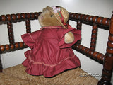 Anna Club Plush Leather Tag Line Brown Girl Teddy Bear 14 Inch Netherlands 1992