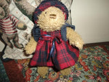 Little Girl Bear Plaid Flannel Corduroy Dress Handmade & Galoob Babydoll 1989