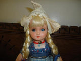 Antique 1950's Dutch Celluloid DOVINA DOLL Rotterdam Holland Wooden Clogs 11in.