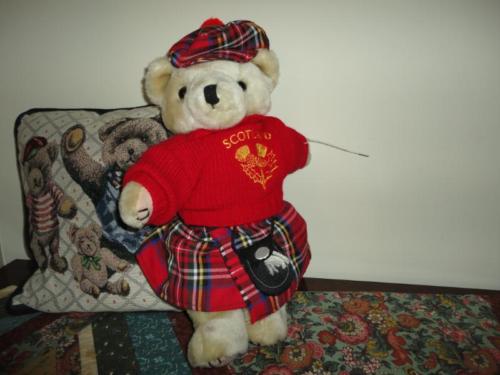 Scotland Vintage Teddy Bear Kilt Knitted Sweater Jointed 15 inch