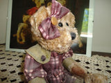 Wax Sitting Girl Teddy Bear Unique 6.5 inch Ornament