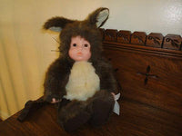 Anne Geddes Baby Doll Wearing Squirrel Outfit 15 inch Tall Unimax Toys 1998