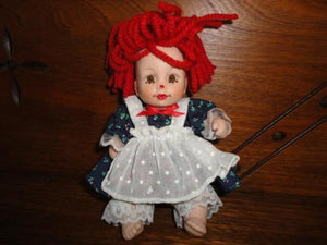 Effanbee Doll Raggedy Ann Porcelain Fully Jointed 6 inch Hand Painted