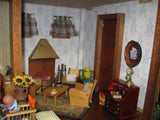 Antique German 1950s Wooden Doll Farm House 2 Story Includes Miniatures