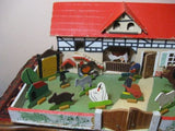 Antique 1930s Gottschalk German Farm with Ore Mountains Animals Doll House