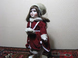 Germany Brunette Porcelain Doll Winter Clothing & Hand Warmer NIB