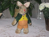 Antique 1950s Schuco German Easter Bunny Rabbit Mohair Wood Fibers Glass Eyes