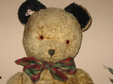 Antique 1930s Dutch Van Gelden Disc Jointed Teddy Bear Gold Black Jumbo 28 Inch