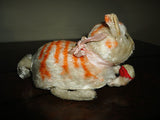 Antique Tin Wind Up Mechanical Tabby Cat Ball Japan Silk Plush Glass Eyes Works