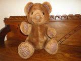 Fun Farm Sitting Brown Bear Vintage 1982 Plaid Cloth Paws
