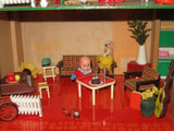 Old Vintage Dutch Holland SIO Doll House Red Roof w Miniatures