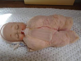 Antique Vintage Musical Moving Baby Girl Doll Silk Plush Windup Key Bottle Moves