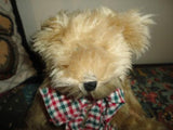 Shaggy BABY TEDDY BEAR Plaid Ribbon Fully Jointed