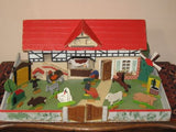 Antique 1930s Gottschalk German Farm with Ore Mountains Animals Doll House